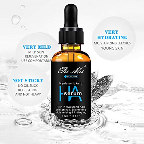 Suero de Ácido Hialurónico, Sérum para Antiarrugas Hidratante e Iluminado, Orgánicopara Eliminar Líneas de Expresión y Arrugas Hidratación Suave y Fácil Absorción Para Rostro y Ojos(2 x 30ml)