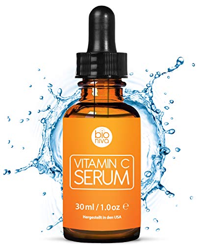 Suero de vitamina C de Bioniva con 20% de vitamina C + ácido hialurónico. El suero antienvejecimiento vegano. Reducir las arrugas y las líneas finas y estimular el colágeno. 30ml