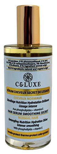 Suero para alisar el cabello: PELO NORMAL: fosfolípidos, protegen queratina, VEGANO, SIN SILICONA, sin parabenos: suavizante, hidratante, brillo, desenredado, protección térmica, spray de 50 ml.