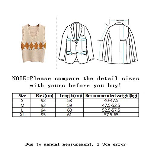 Suéter empalmado Chaleco de las Mujeres V-cuello Casual Vintage Jersey de Punto Suéter de Estilo Suave Suelto sin Mangas Tops