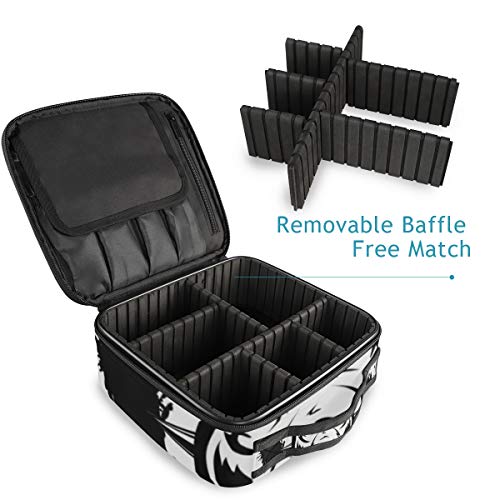 SUGARHE Agresión Blanco y Negro Animales Loco Fauna Silvestre Pitbull Agresivo Atención Enojado Raza,Neceser Maquillaje,Bolsa Cosméticos Organizador Brochas Maquillaje Estuches Portátil