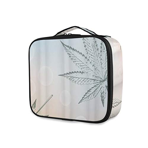 SUGARHE Impresión de Hoja de Cannabis Sativa,Neceser Maquillaje,Bolsa Cosméticos Organizador Brochas Maquillaje Estuches Portátil