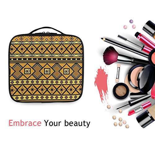 SUGARHE Patrón geométrico con influencias Populares exóticas de Origen étnico Africano,Neceser Maquillaje,Bolsa Cosméticos Organizador Brochas Maquillaje Estuches Portátil