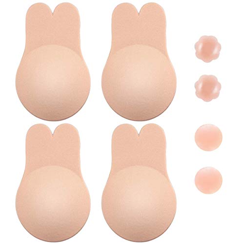 Sujetador de BDSMAGE adhesivo, sin tirantes, push up, de silicona, para el pecho Albaricoque (2 pares). AA-A
