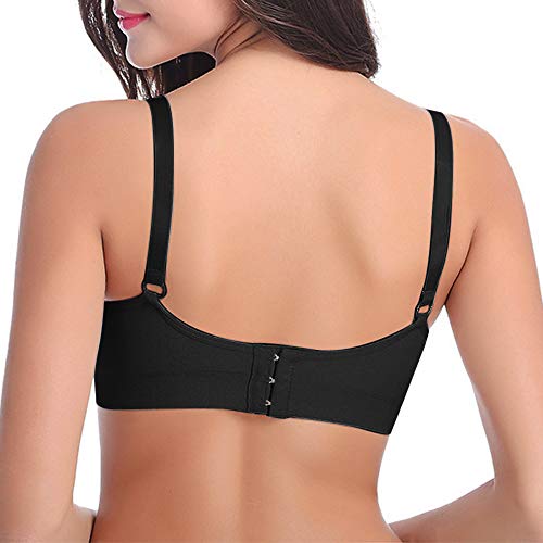 Sujetador de lactancia para mujer de Shujin, para lactancia materna y dormir, sin aros, sin costuras, transpirable, punta sin costuras, ropa interior Negro L