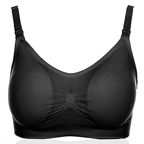 Sujetador de lactancia para mujer de Shujin, para lactancia materna y dormir, sin aros, sin costuras, transpirable, punta sin costuras, ropa interior Negro L