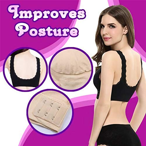 Sujetador deportivo para mujer, Sujetador elevador inalámbrico de encaje con hebilla lateral cruzada frontal ajustable, Sujetador sexy de soporte completo cómodo para ocio Yoga Activewear XL 3Pcs