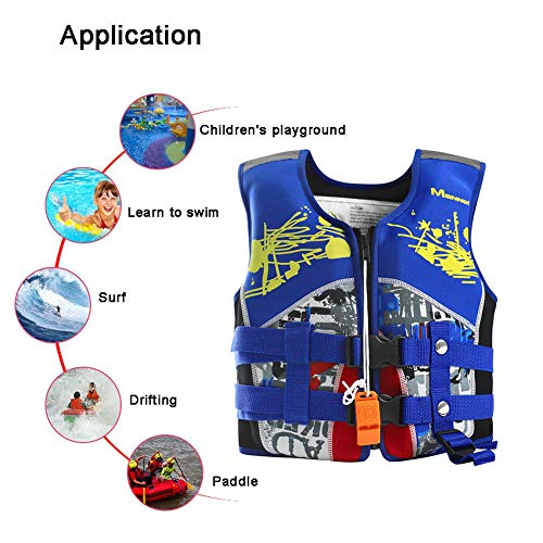 Sumeber Chaleco Salvavidas para niños, niñas, niños, Entrenamiento de natación, Traje de baño, Traje de baño para niños, Aprender a Nadar (Azul, S)