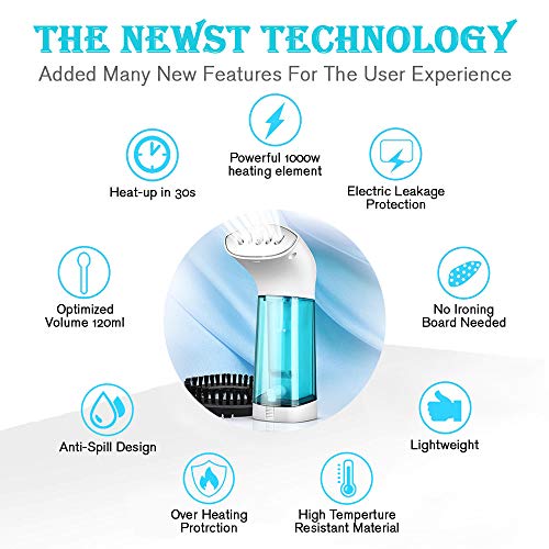 sumgott Plancha de Vapor Plancha de Viaje Plancha Ropa Vapor Vertical Cepillo de Vapor de Mano Elimina Arrugas, Olores y Desinfecta Vapor Portátil para el Viaje y Hogar