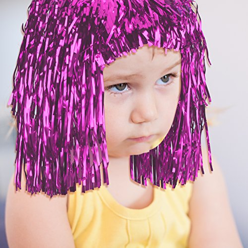 Sumind 4 Piezas de Peluca de Tilde de Hoja Peluca de Fiesta Brillante de Disfraces para Cosplay Halloween (Dorado, Plateado, Verde y Rosa)