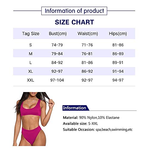 Summer Mae Bikinis Conjuntos de Dos Pieza Sexy Push up Cintura Alta para Mujer Rosa XXL (EU 44)