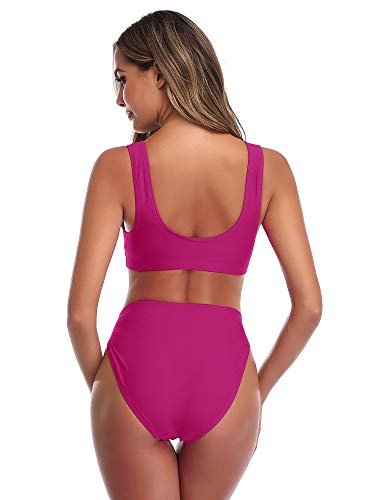 Summer Mae Bikinis Conjuntos de Dos Pieza Sexy Push up Cintura Alta para Mujer Rosa XXL (EU 44)