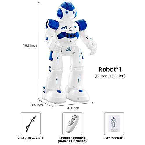 SUNACE Robot de Juguete - RC Robot Programable Juguete Educativo Recargable Robots Juguete de Control Remoto Robot Inteligente Multifuncional con Baile Cantante Juguete de Regalo para Niños (Azul)
