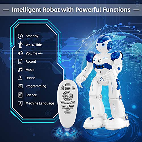 SUNACE Robot de Juguete - RC Robot Programable Juguete Educativo Recargable Robots Juguete de Control Remoto Robot Inteligente Multifuncional con Baile Cantante Juguete de Regalo para Niños (Azul)