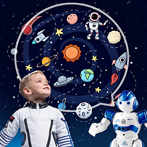 SUNACE Robot de Juguete - RC Robot Programable Juguete Educativo Recargable Robots Juguete de Control Remoto Robot Inteligente Multifuncional con Baile Cantante Juguete de Regalo para Niños (Azul)