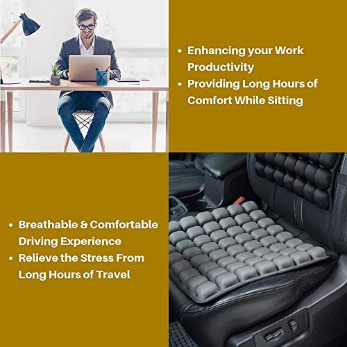 SUNFICON Cojín Inflable para Silla de Aire,Antideslizante, cómodo cojín ortopédico para el coxis para Silla de Oficina, Asiento de Coche, Silla de Ruedas, Alivia el Dolor de Espalda ciática