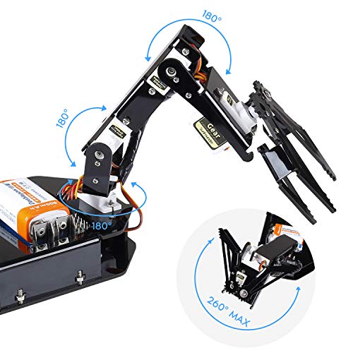 SUNFOUNDER Robot Arm 4-Axis Servo Control 180 Grados de Rotación Kit Robotica para Arduino de Juguete Programable para Niños y Adultos