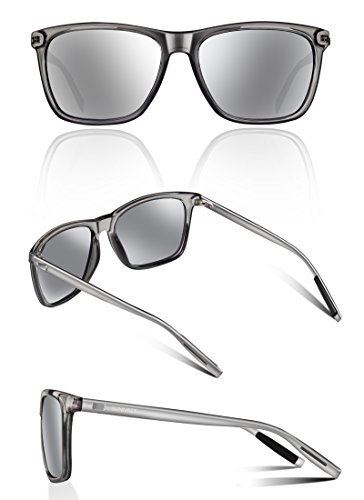 Sunmeet Gafas de sol Hombre Polarizadas Clásico Retro Gafas de sol para Hombre UV400 Protection S1001(Plateado/Plateado)