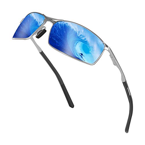 Sunmeet Gafas de Sol Hombre Polarizadas Deportes 100% Protección UV Gafas de sol para Hombre Conducción S1008(Azul/Negro)