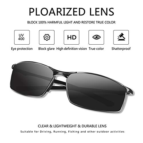 Sunmeet Gafas de Sol Hombre Polarizadas Deportes 100% Protección UV Gafas de sol para Hombre Conducción S1008(Gris/Negro)