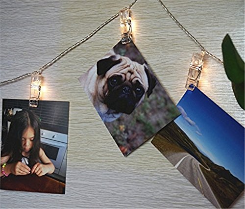 SUNNIOR 20 LED Foto Peg Clip cuerda luz fiesta decoración de la boda (blanco cálido)