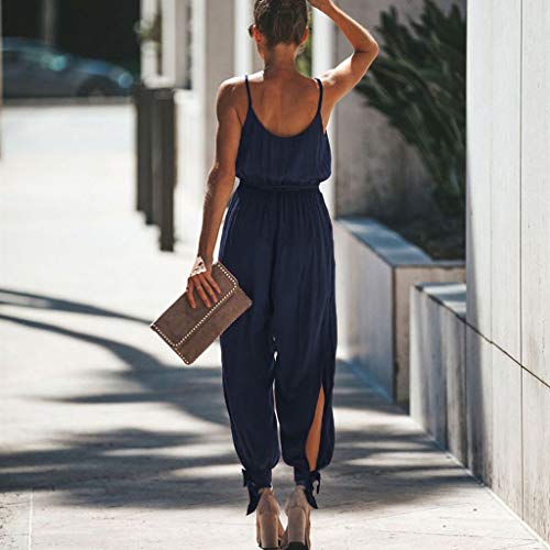 SUNNSEAN Monos Monos Jumpsuit Sexy Mujer Monos Elegante Mujer Mono de Fiesta sin Mangas de Verano Mujer Jumpsuits Elegante Floral 2019 Pantalones Largos Mamelucos Monos de Vestir (Azul Marino, L)