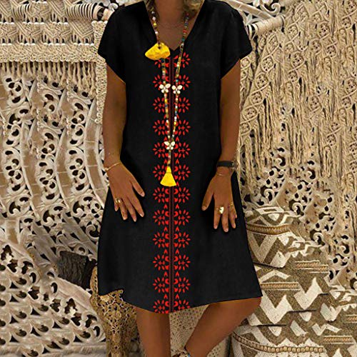 SUNNSEAN Vestido Mujer Vestidos Mujer Verano, Mujer Feminino Camiseta Algodón Casual Tallas Grandes Vestido de señoras Tallas Grandes Vestidos de Playa S - 5XL