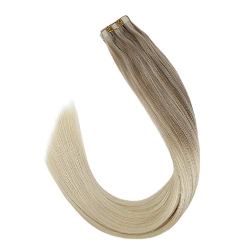 Sunny Extensiones Remy Pelo Humano Natural Adhesivas Nordic# Highlight Rubias Real Tape in Extensiones Cabello Humano 20pcs/50g 24Pulgadas