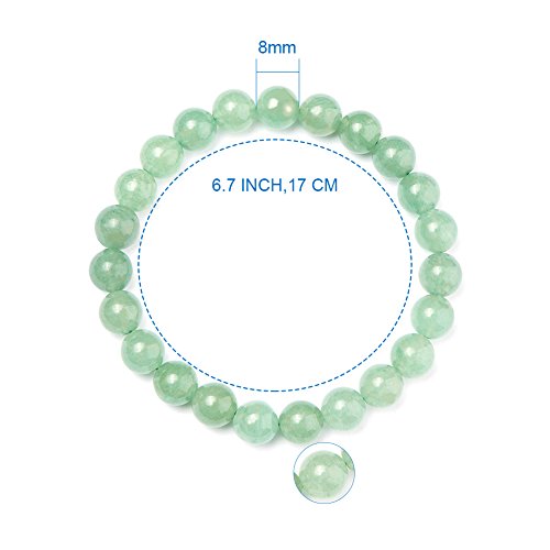 SUNNYCLUE Hecho a mano Gemstone elástico pulsera de perlas de auténtica Aventurina Verde Jade Unisex joyería