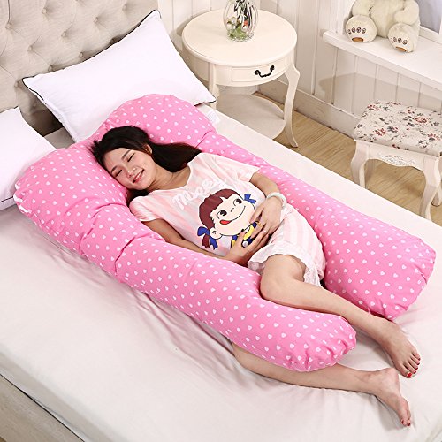 Sunsbell Almohada Embarazo, Cojin Lactancia Embarazada, Apoyo en el Embarazo U Almohada, Almohada de enfermería, Grande Forma de U Almohada Cuerpo Soporte (Rosa)