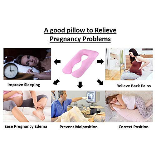 Sunsbell Almohada Embarazo, Cojin Lactancia Embarazada, Apoyo en el Embarazo U Almohada, Almohada de enfermería, Grande Forma de U Almohada Cuerpo Soporte (Rosa)