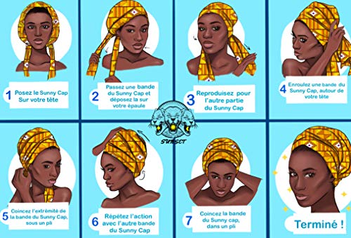 Sunset – Gorro / turbante con interior de satén / Headwrap indispensable para cuidados capilares y peinados protectores para todo tipo de cabello (fro/rizado, liso y Locks)