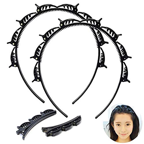 SUNSK Diademas con Clips de Plástico Horquilla de Peinado con Doble Flequillo Double Bangs Hairstyle Hairpin Accesorios para el cabello para mujer 4 piezas