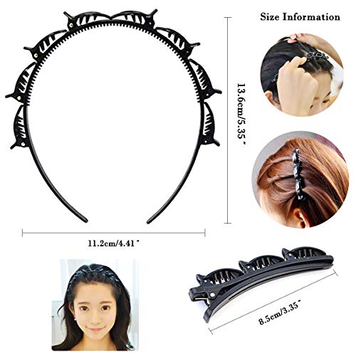 SUNSK Diademas con Clips de Plástico Horquilla de Peinado con Doble Flequillo Double Bangs Hairstyle Hairpin Accesorios para el cabello para mujer 4 piezas