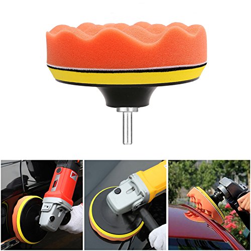 SunTop 125mm/5 Inch Esponja Pulir para Coche, Esponja pulir Coche, Adaptador Accesorio Taladro Pulidora Pulido Lana Kit Encerado para el Coche Encerado Lijado