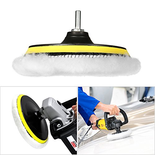 SunTop 125mm/5 Inch Esponja Pulir para Coche, Esponja pulir Coche, Adaptador Accesorio Taladro Pulidora Pulido Lana Kit Encerado para el Coche Encerado Lijado