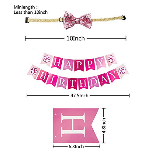 Sunwuun Perro Cumpleaños Bandana Sombrero Banner Set, Mascota Feliz Cumpleaños Adorable Sombrero Banner Pañuelos Corbatas para Niños y Niñas (Pink)