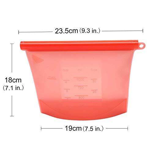 Supband Bolsa Silicona Reutilizable, Preservación de Alimentos Bolsas Silicona de Almacenamiento Conservacion Alimentos Usar para Congelar Calentar Hornear en Microondas