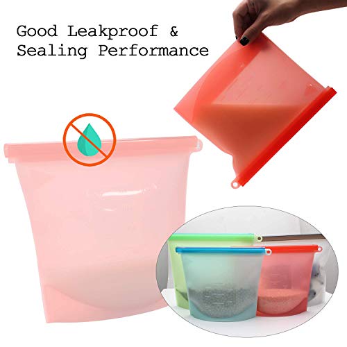 Supband Bolsa Silicona Reutilizable, Preservación de Alimentos Bolsas Silicona de Almacenamiento Conservacion Alimentos Usar para Congelar Calentar Hornear en Microondas