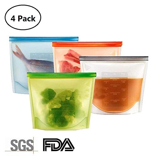 Supband Bolsa Silicona Reutilizable, Preservación de Alimentos Bolsas Silicona de Almacenamiento Conservacion Alimentos Usar para Congelar Calentar Hornear en Microondas