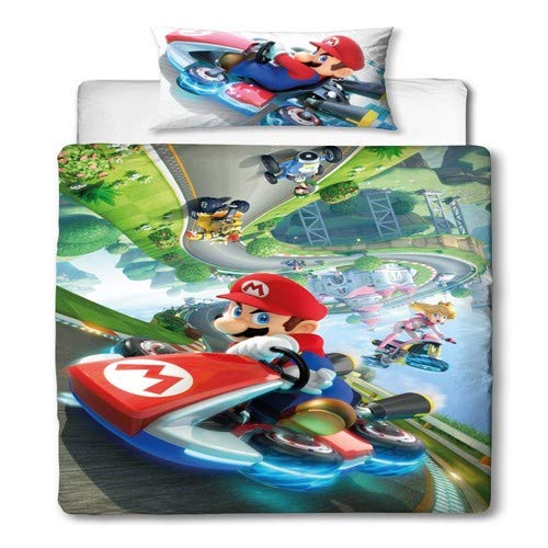 Super Mario - Funda de edredón para Nintendo Kart, diseño de Gravedad Reversible de Dos Caras con Funda de Almohada a Juego.