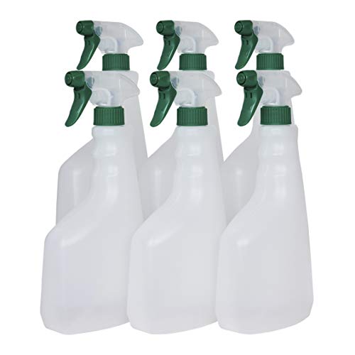 Super Net Cali Botella pulverizador vaporizador de plástico. 750 ml. Spray rellenable para jardín, Limpieza, Industria, hogar y Profesional. Resistente Productos químicos. (6 Unidades, Traslúcido)