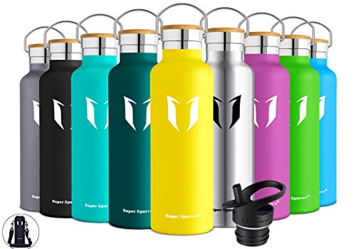 Super Sparrow Botella de Agua aislada al vacío de Acero Inoxidable, diseño de Pared Doble, Boca estándar - 750ml - Eco Friendly & BPA Gratis - para Correr, Gimnasio, Yoga, Ciclismo