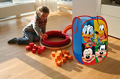 Superdiver Cesta Plegable Infantil de Tela con Asas para Ropa Sucia y Juguetes 36x36x58 centímetros (Mickey y Amigos)