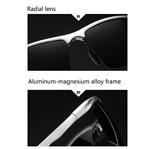 Superlight Frame Design.Sports Eyewear.Driving Sunglasses.Polarized Sunglasses.for Mens and Womens.Protección UV400.Gafas de Sol clásicas. (Color : Negro)