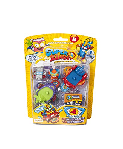 SuperZings - Serie 4 - Blíster BlasterJet (PSZ4B416IN00) con 4 Figuras (1 Plateada) y 2 Vehículos BlasterJet