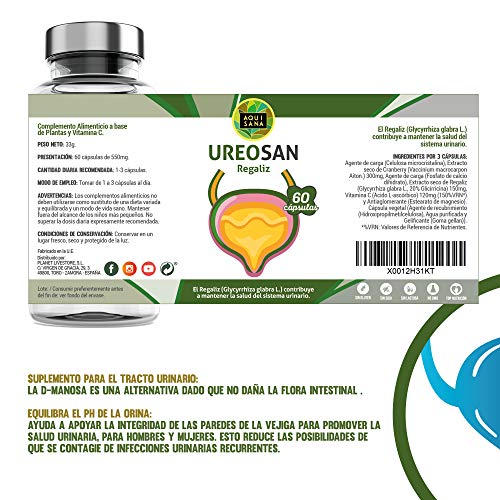 Suplemento Natural Concentrado Para el Tracto Urinario |Protección Contra Infecciones Urinarias | Para Hombres Y Mujeres |60 Cápsulas | Ureosan – Aquisana