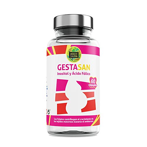 Suplemento Natural Inositol + Ácido Fólico | Vitamina B9 | Esencial durante el Embarazo | Para el SOP (Síndrome Ovario Poliquístico) Alta Absorción – 60 Cápsulas – Aquisana