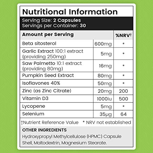 Suplemento Natural Para La Próstata - Fórmula Para Próstata Agrandada o Inflamada - Mantiene El Normal Funcionamiento De La Próstata - Cápsulas ricas en saw palmetto y semillas de calabaza