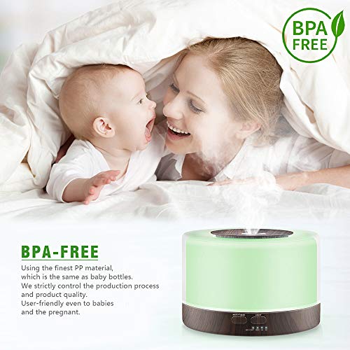 SUPOLA Humidificador Aromaterapia Ultrasonico 700ML con Mando a Distancia, Difusor de Aceites Esencial, 7-Color LED,4 Temporizador,2 Opciones de Niebla Difusor Aromaterapia para Bebé Yoga Oficina